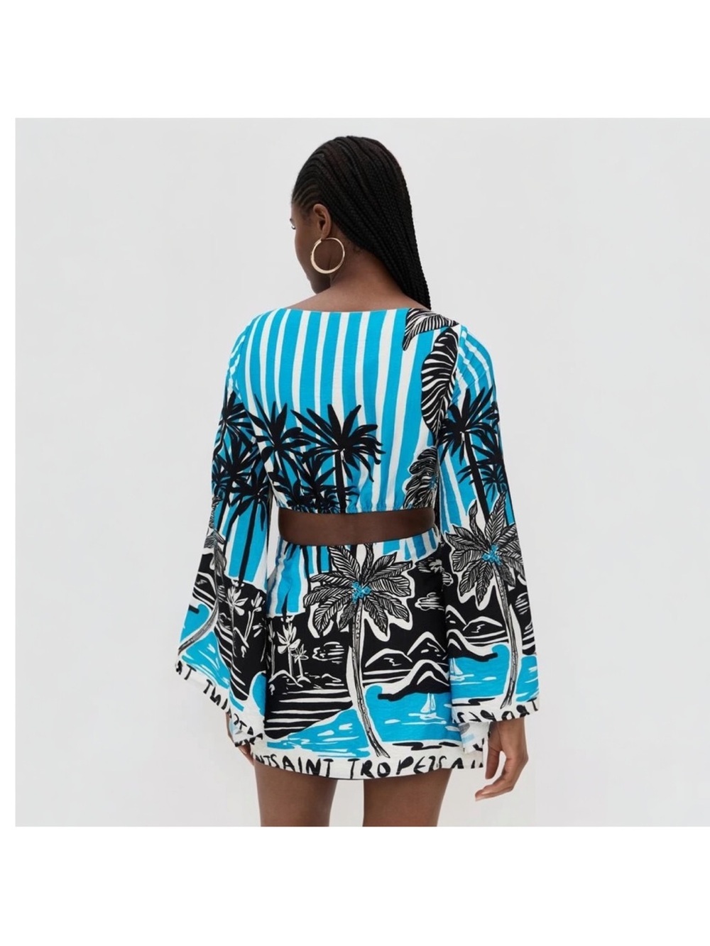 Seven Wonders Isla Mini Dress Tropez Blue Size XS Cutout Back Vacation Resort - Picture 4 of 16